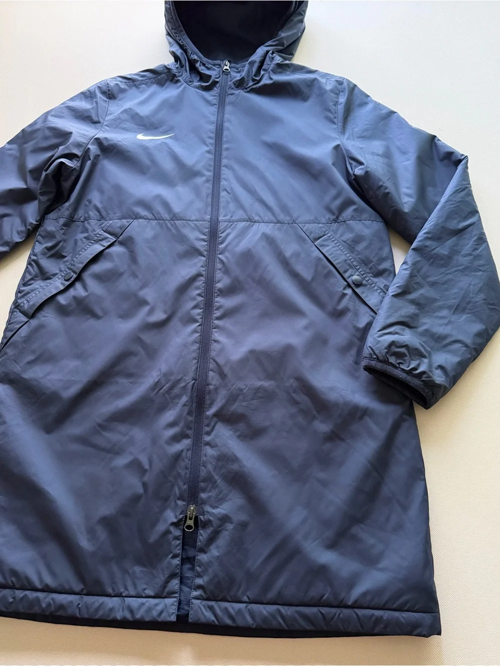 Nike Navy Hooded Long Puffer Jacket